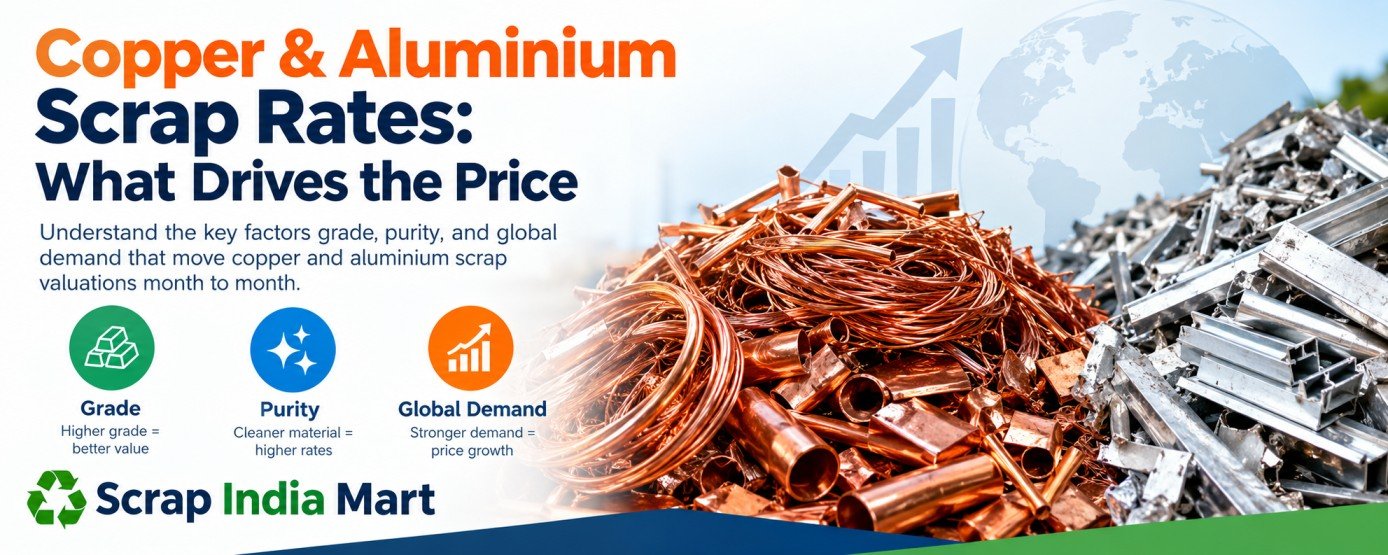 Copper & Aluminium Scrap Rates: What Drives the Price — Metal scrap article, Scrap India Mart Bangalore