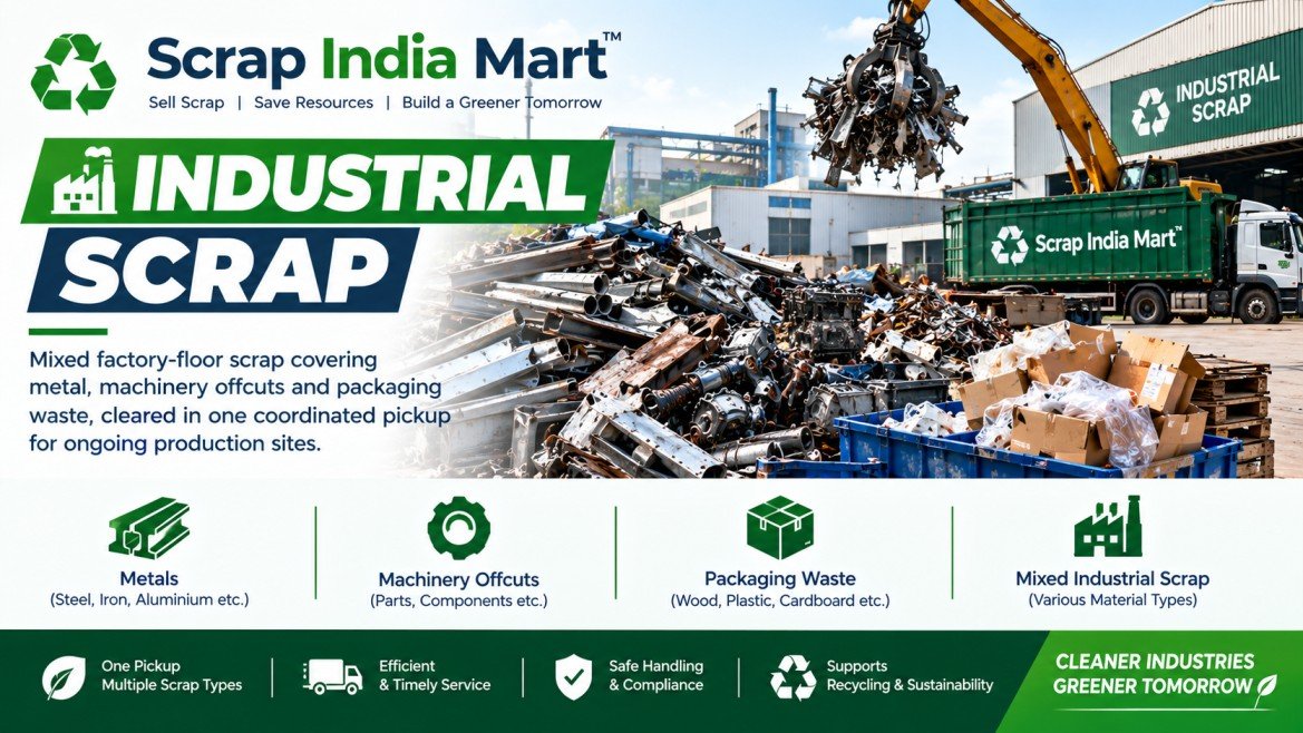 Mixed industrial metal scrap in a bin — Scrap India Mart
