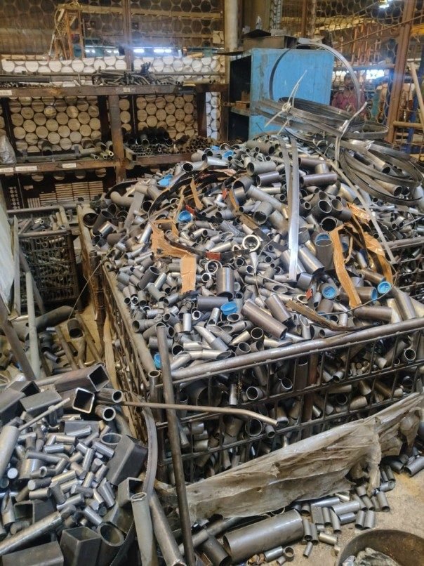 Factory floor scrap staged for pickup — Scrap India Mart Bangalore